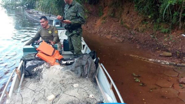 Ação de fiscalização do Naturatins e da Polícia Ambiental de Caseara recolhe 600 metros de redes de rios do Cantão