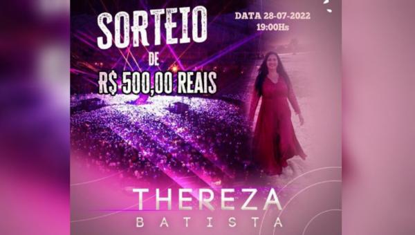 Cantora Gospel Thereza Batista realiza sorteio entre seus seguidores no Instagram