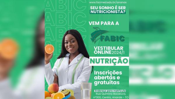 Curso de Nutrição é ofertado pela FABIC em Ananás

