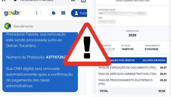 Detran/TO alerta sobre golpes envolvendo falsa renovação automática da CNH