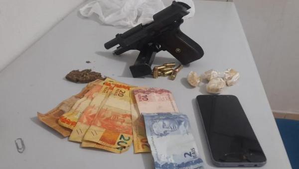 Em Guaraí, homem é preso pela PM com arma de fogo, drogas e dinheiro falso