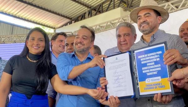 Governador Wanderlei Barbosa atende requerimento de Vanda Monteiro e assina ordem de serviço para obras de infraestrutura da Agrotins 