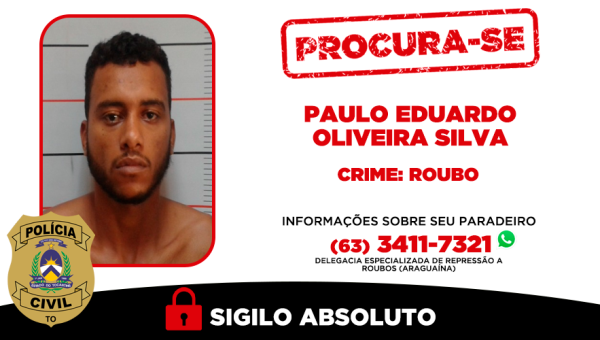 Homem apontado como autor de roubos em série em Araguaína é procurado pela Polícia Civil 
