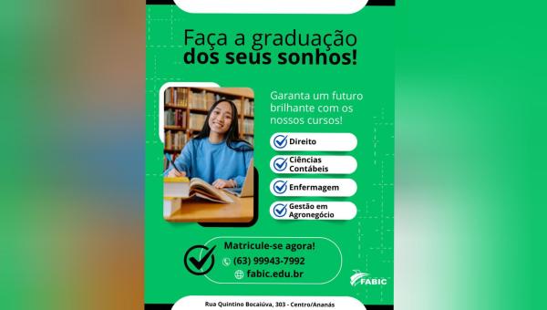 Inscrições para o Vestibular 2026/1 da Faculdade Brasileira Intercontinental LTDA (FABIC) estão abertas