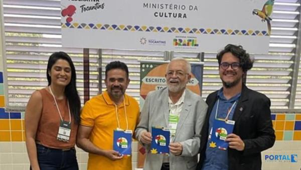 O Secretário de Esportes, Cultura e Lazer, de Aaguaina, Edson Gallo, se reúne com técnicos do Ministério da Cultura 
