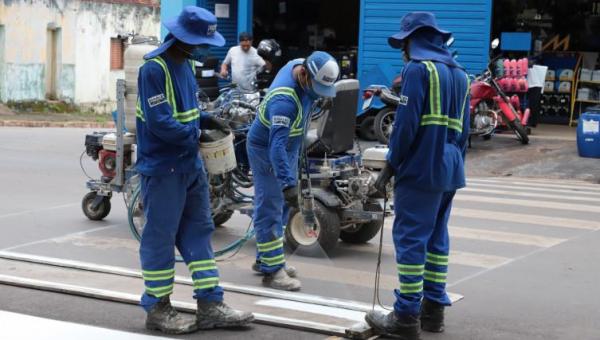 Obras de execução da primeira fase do projeto de sinalização viária em municípios do interior do estado avançam para finalização