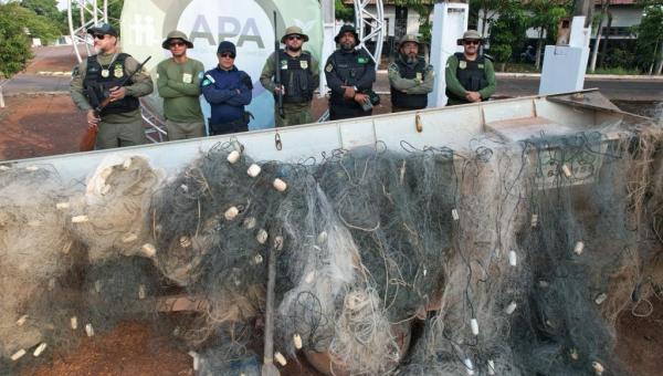 Operação Malha Fina recolhe 3,5 mil metros de redes, armas, munições e tartarugas capturadas no Tocantins 