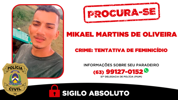 Polícia Civil do Tocantins procura suspeito de tentativa de feminicídio em Pium