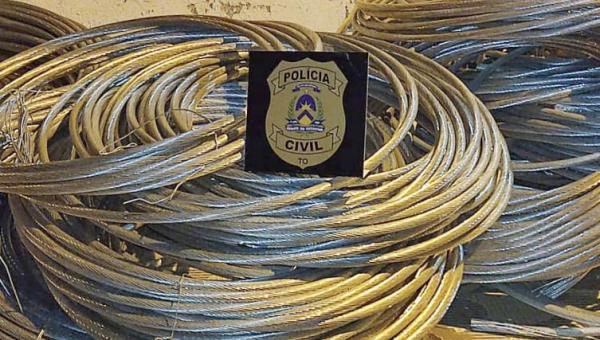 Polícia Civil recupera mais de duas toneladas de fios de alumínio furtados e prende homem suspeito de receptação