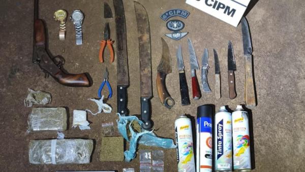 Polícia Militar prende três suspeitos por tráfico de drogas e apreende arma de fogo em Miranorte