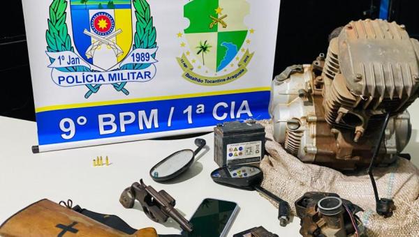 Polícia Militar recupera peças furtadas de motocicleta e apreende armas de fogo em Araguatins