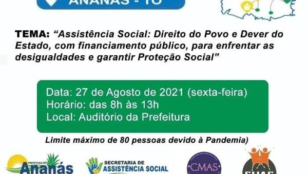 Prefeitura de Ananás  convida comunidade para participar da VIII Conferência Municipal de Assistência Social de Ananás