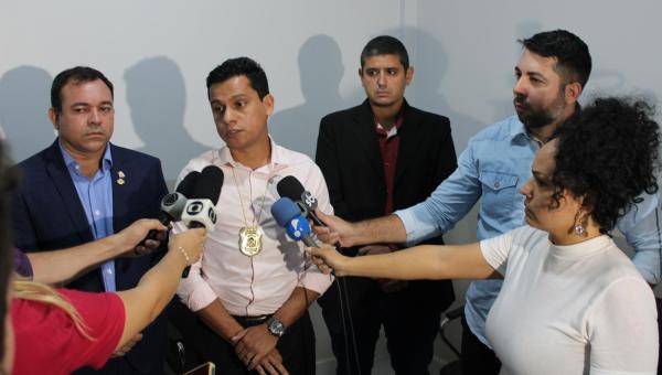 Segurança Pública realiza coletiva de imprensa em Palmas e detalha participação de suspeitos presos pela Guarda Metropolitana em homicídios ocorridos recentemente na Capital 