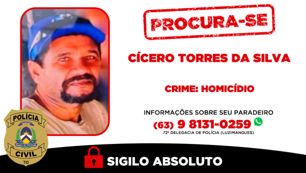 Suspeito de homicídio ocorrido em Luzimangues é procurado pela Polícia Civil do Tocantins

