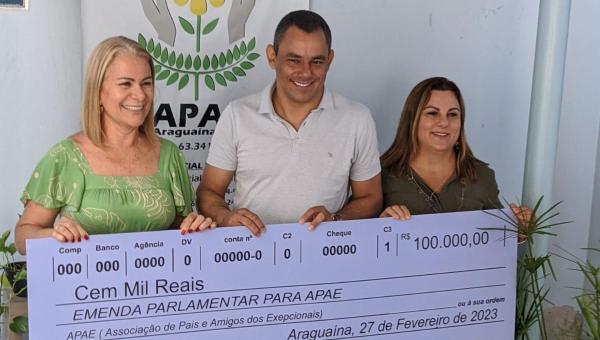 Terciliano Gomes destina emenda de R$ 100 mil para APAE de Araguaína 
