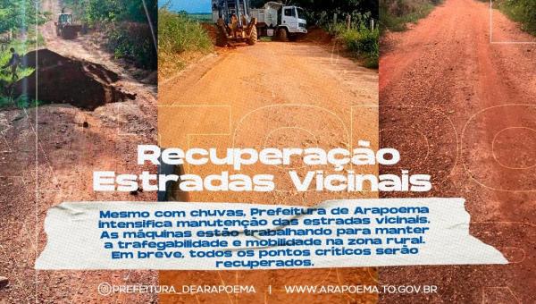 Mesmo com chuvas, prefeitura de Arapoema intensifica manutenção de estradas vicinais