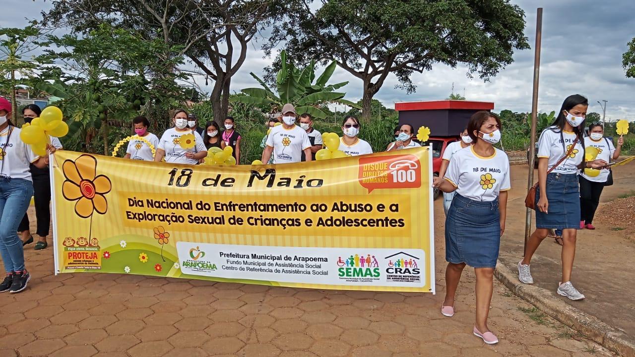 FAÇA BONITO: Passeata realizada nos dias 18,19 e 20 mobiliza população de Arapoema contra a Exploração Sexual de Crianças e Adolescentes