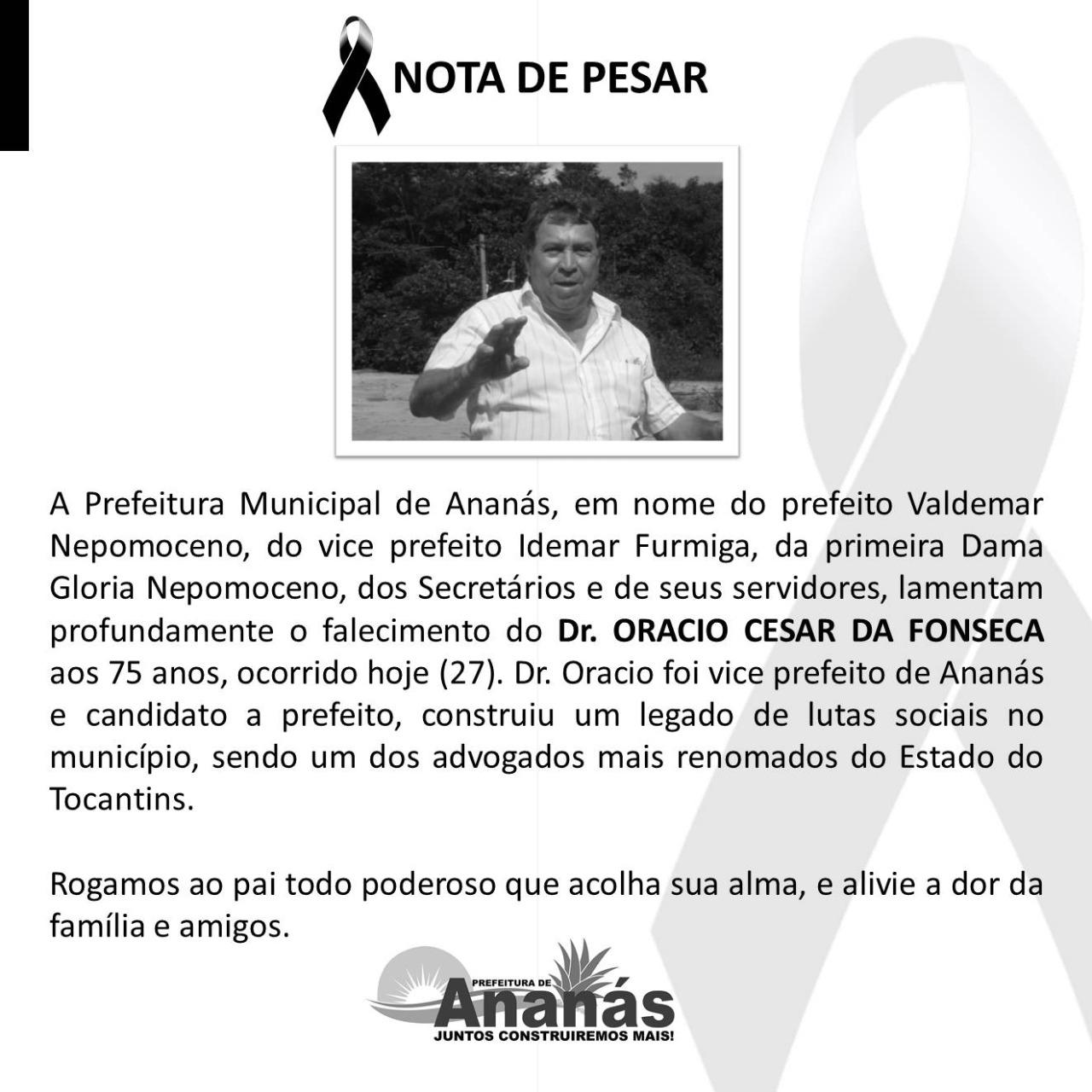 Advogado e ex-vice-prefeito de Ananás, Orácio César, falece vítima de complicações da Covid-19
