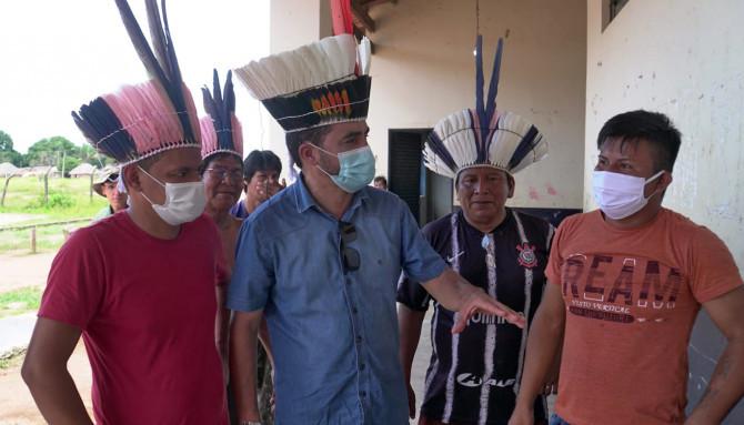 TOCANTINS: Governador Wanderlei Barbosa sobrevoa áreas indígenas alagadas pelas chuvas em Lagoa da Confusão
