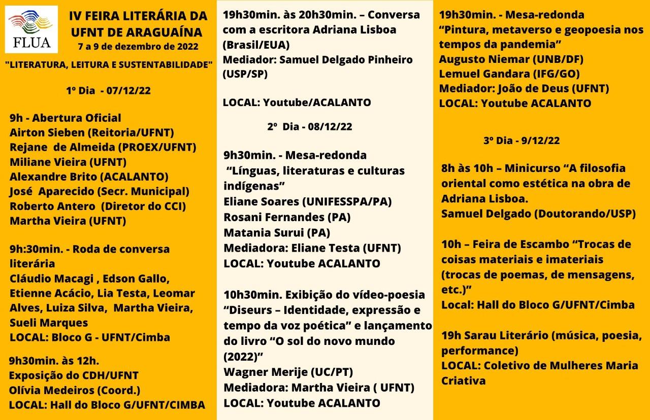 IV edição da FLUA - Feira Literária da UFNT de Araguaína trará será sobre o tema Literatura, Leitura e Sustentabilidade para 