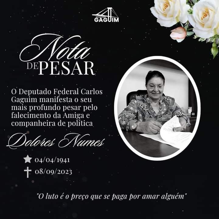 Prefeitura de Gurupi decreta luto oficial em razão do falecimento da ex-deputada Dolores Nunes