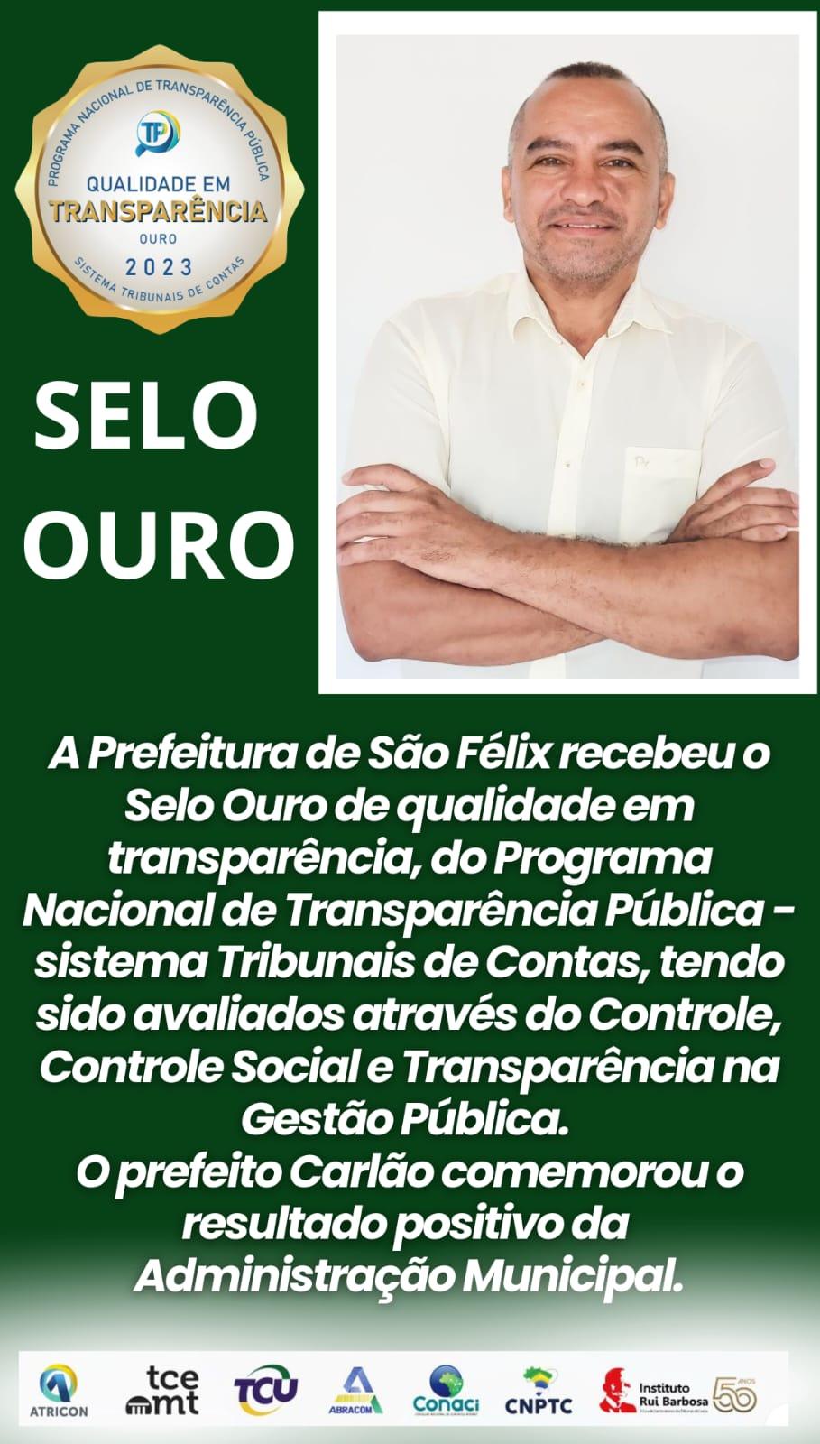 Prefeitura de São Félix do Tocantins recebe Selo Ouro de Qualidade em Transparência Pública 