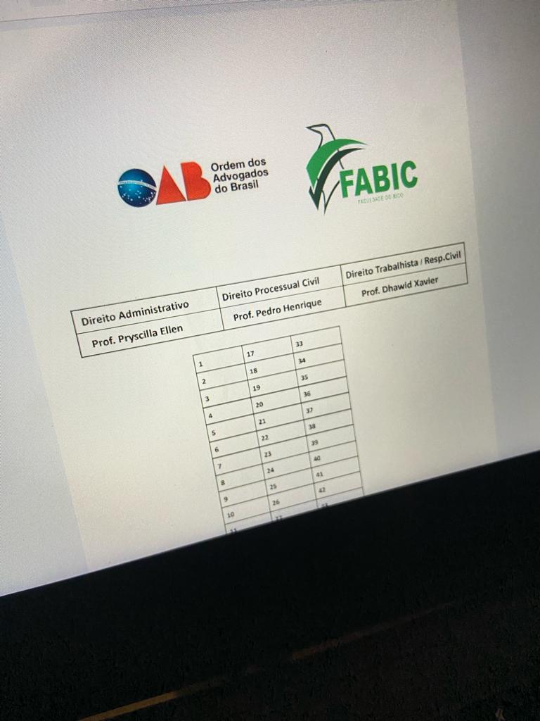 Acadêmicos de Direito da FABIC em Ananás fazem prova que simula o exame da OAB 
