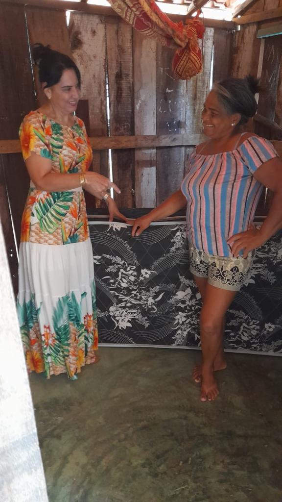 Primeira-dama Glória Nepomuceno emociona comunidade de Ananás com doações de cestas básicas e camas Box