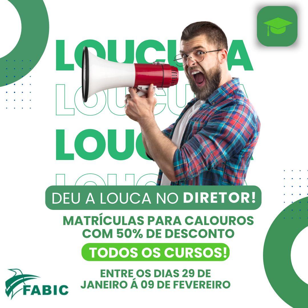 FABIC oferta vestibular para o semestre 2024.1 com desconto de 50% para os calouros nas Matrículas