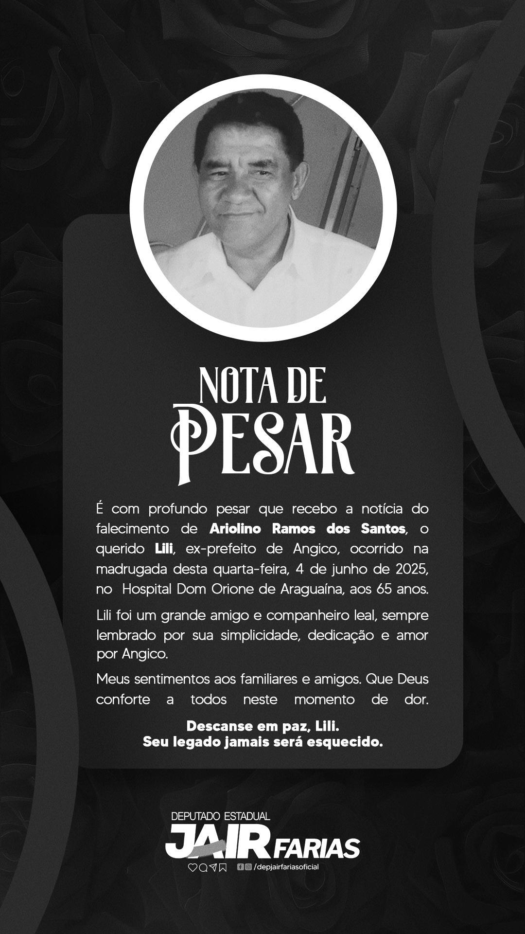 Falece o Ex-Prefeito de Angico, Ariolino Ramos dos Santos, reconhecido pela simplicidade e avanços sociais Falece o Ex-Prefeito de Angico, Ariolino Ramos dos Santos, reconhecido pela simplicidade e avanços sociais